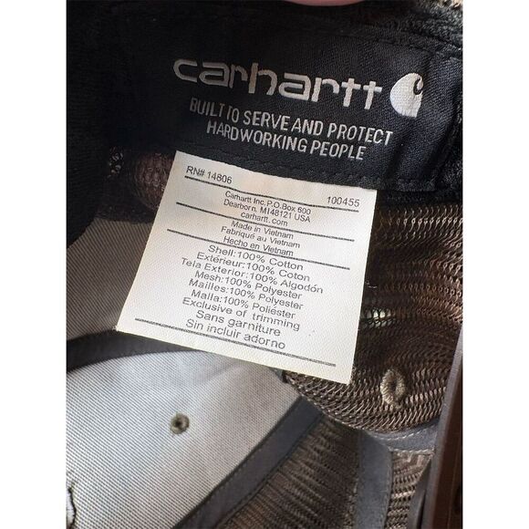 Carhartt Men's Brown Trucker Cap Adjustable Snapback Mesh Hat - Picture 5 of 5